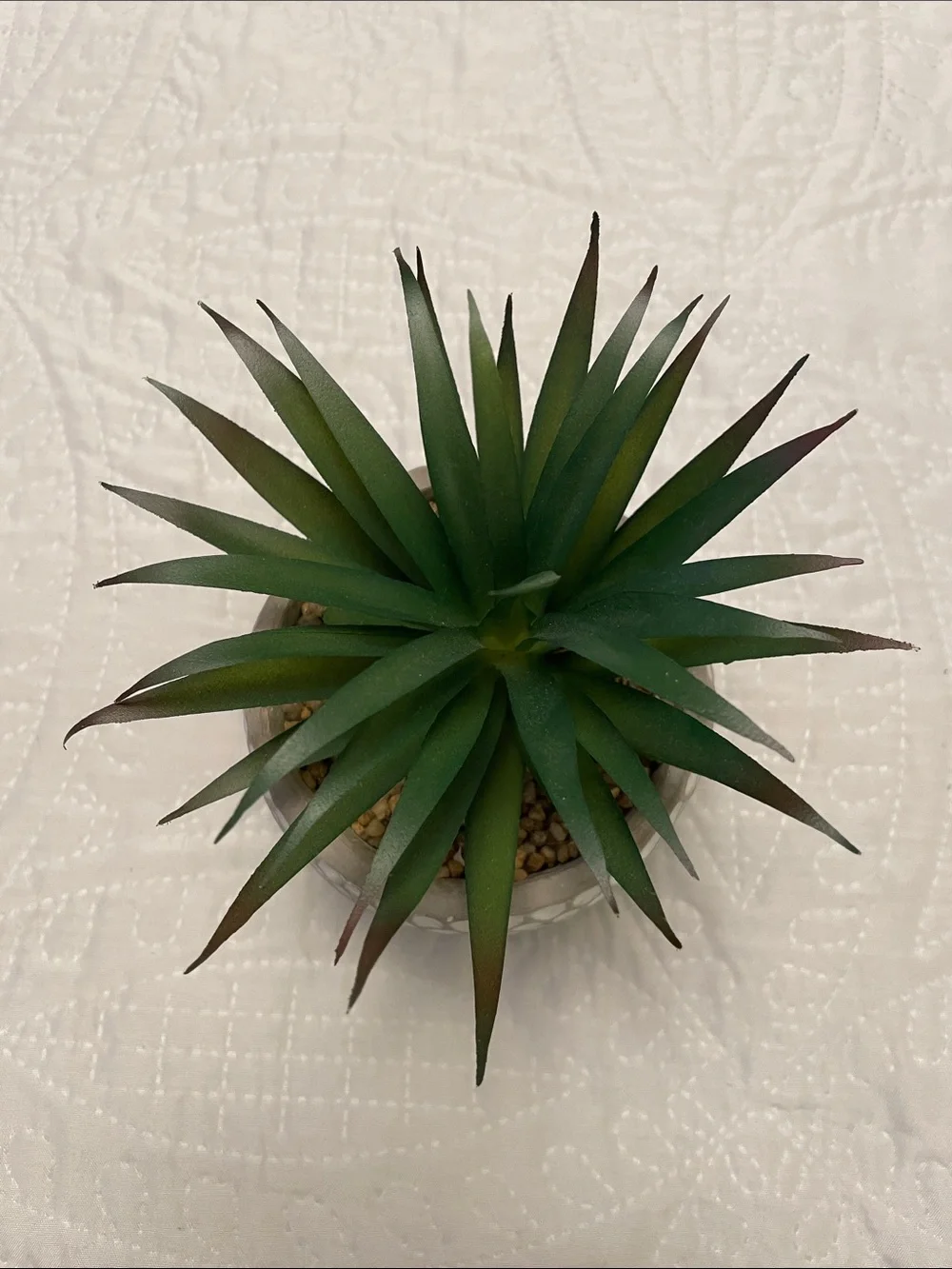 Artificial Faux Green Succulent Plant in Cement Pot Planter Excellent Condition